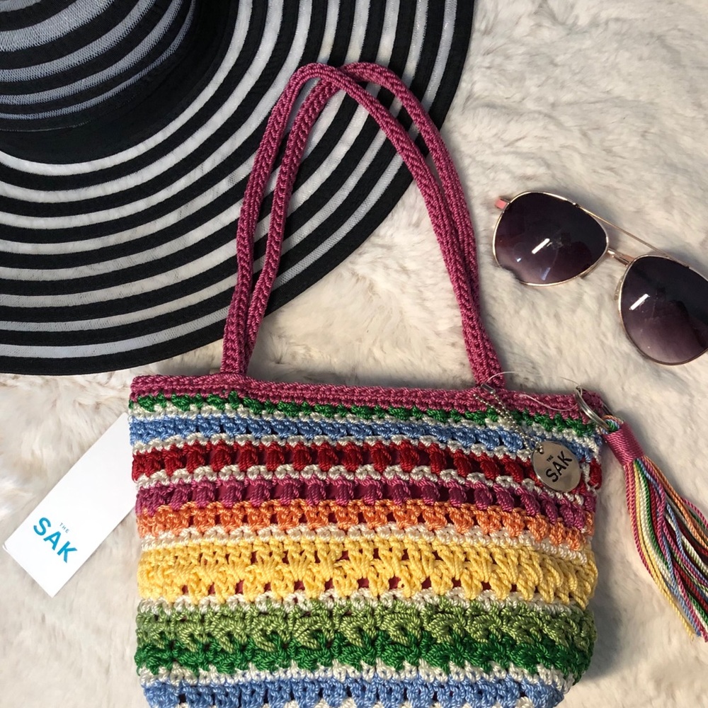The Sak Rainbow Striped Crochet Shoulder Purse